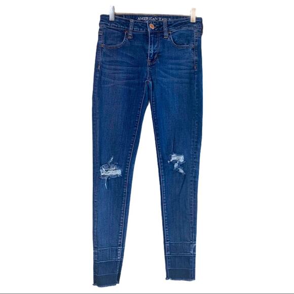 American Eagle Women's Jeans AEO Distressed Skinny Ankle Jegging Size 2 Short - Picture 1 of 8